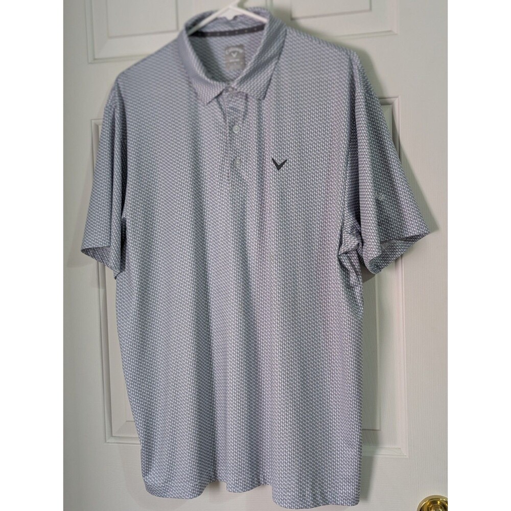 LOT OF 2 Callaway Opti-Dri Golf Polo Mens Large S/S Gray White Logo Stretch - Picture 9 of 14